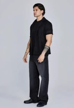 SikSilk Black Textured Resort Shirt -Modern Men Wear Shop SS 27444 4