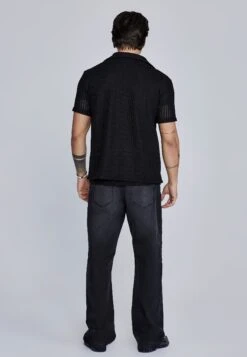 SikSilk Black Textured Resort Shirt -Modern Men Wear Shop SS 27444 5