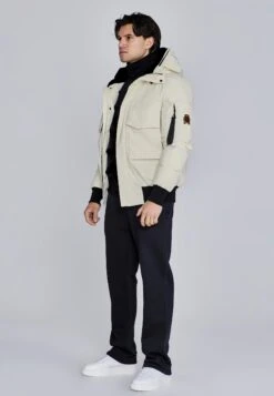 SikSilk Ecru Hooded Bomber Jacket -Modern Men Wear Shop SS 27469 3