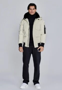 SikSilk Ecru Hooded Bomber Jacket -Modern Men Wear Shop SS 27469 4
