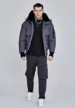 SikSilk Grey Hooded Bomber Jacket 9 SikSilk Grey Hooded Bomber Jacket -Modern Men Wear Shop SS 27470 3