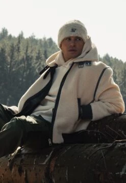 SikSilk Beige Sherpa Bomber Jacket