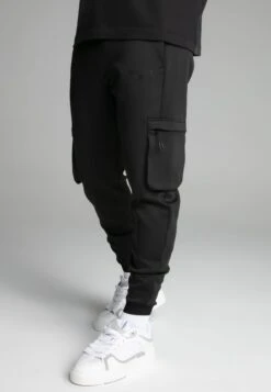 SikSilk Black Cargo Joggers