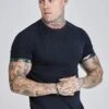 SikSilk Navy Roll Sleeve T-Shirt -Modern Men Wear Shop SS 27536 1