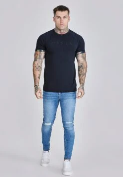SikSilk Navy Roll Sleeve T-Shirt -Modern Men Wear Shop SS 27536 3