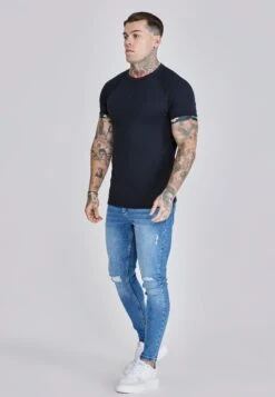SikSilk Navy Roll Sleeve T-Shirt -Modern Men Wear Shop SS 27536 4