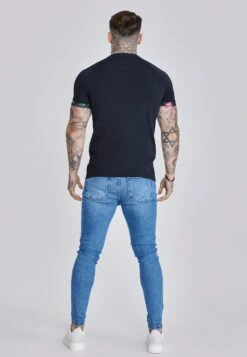 SikSilk Navy Roll Sleeve T-Shirt -Modern Men Wear Shop SS 27536 5