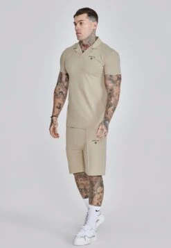SikSilk Beige Polo And Shorts Set