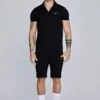 SikSilk Black Polo And Shorts Set 1 SikSilk Black Polo And Shorts Set -Modern Men Wear Shop SS 27579 1