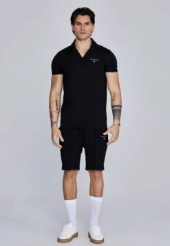 SikSilk Black Polo And Shorts Set