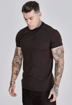 SikSilk Brown Muscle Fit T-Shirt