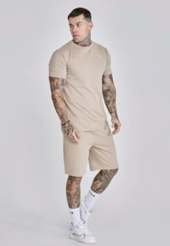 SikSilk Beige T-Shirt And Shorts Set