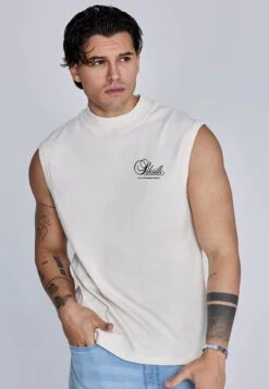 SikSilk Ecru Sleeveless T-Shirt