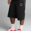 SikSilk Black Oversized Poly Shorts -Modern Men Wear Shop SS 27850 1