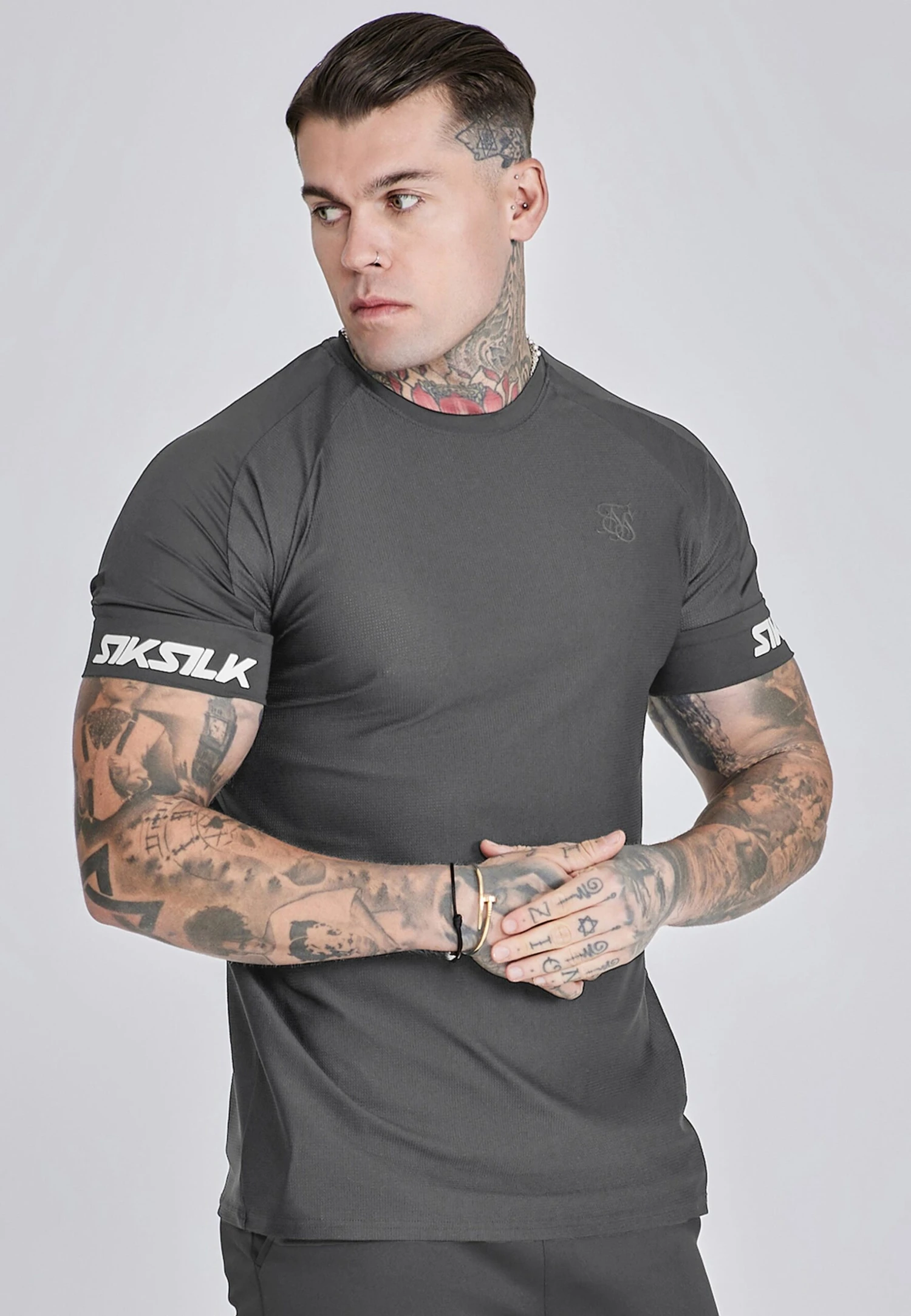SikSilk Grey Tech T-Shirt 3 SikSilk Grey Tech T-Shirt