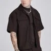 SikSilk Brown Ribbed Smart Shirt -Modern Men Wear Shop SS 27886 1