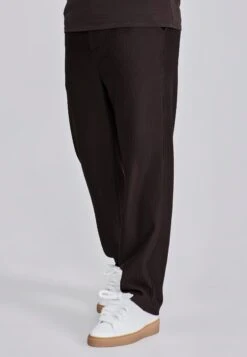 SikSilk Brown Ribbed Smart Pants