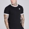 SikSilk Black Ribbed Ringer T-Shirt