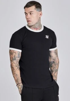 SikSilk Black Ribbed Ringer T-Shirt