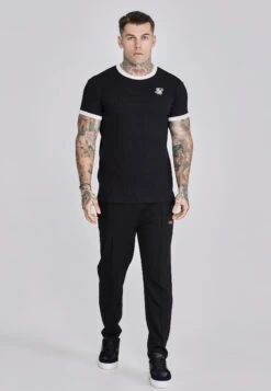 SikSilk Black Ribbed Ringer T-Shirt -Modern Men Wear Shop SS 27893 3