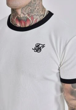 SikSilk Ecru Ribbed Ringer T-Shirt -Modern Men Wear Shop SS 27894 2