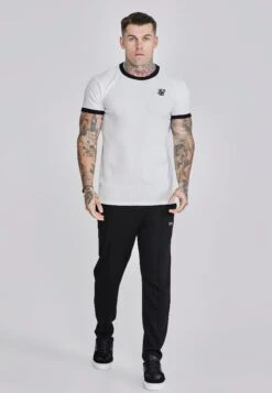 SikSilk Ecru Ribbed Ringer T-Shirt -Modern Men Wear Shop SS 27894 3