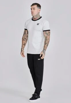 SikSilk Ecru Ribbed Ringer T-Shirt -Modern Men Wear Shop SS 27894 4