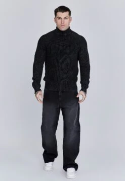 SikSilk Black High Neck Sweater -Modern Men Wear Shop SS 27927 3