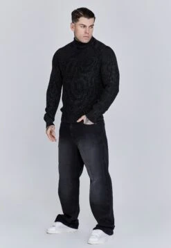 SikSilk Black High Neck Sweater -Modern Men Wear Shop SS 27927 4