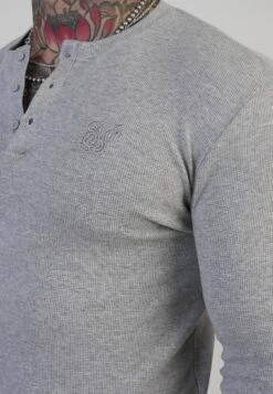 SikSilk Grey Marl Henley T-Shirt -Modern Men Wear Shop SS 27961 2