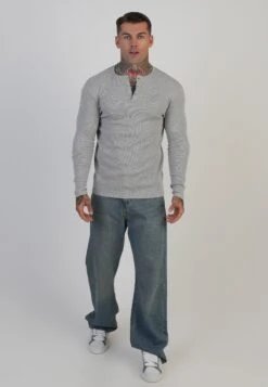 SikSilk Grey Marl Henley T-Shirt -Modern Men Wear Shop SS 27961 3