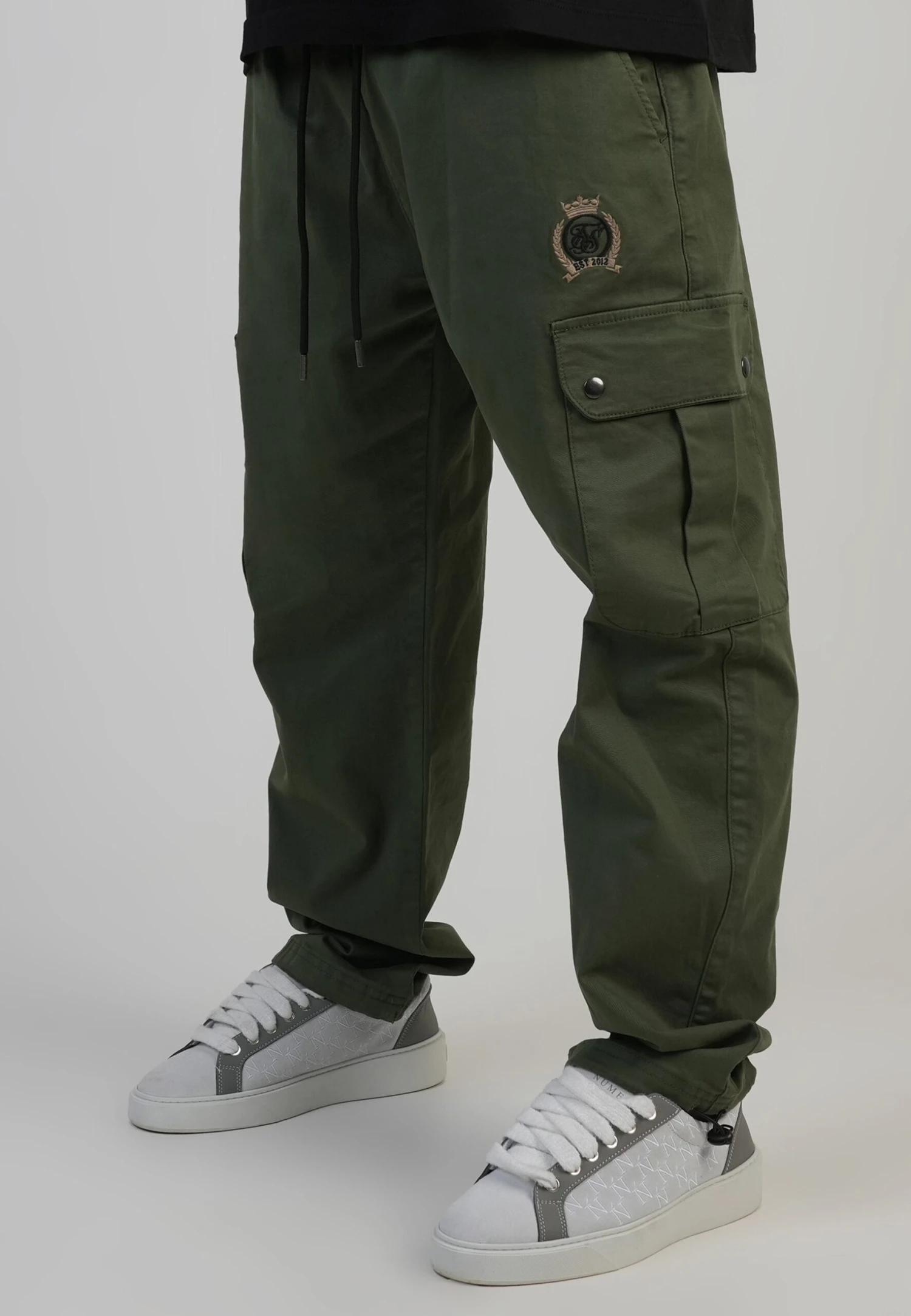 SikSilk Khaki Green Loose Fit Cargos 3 SikSilk Khaki Green Loose Fit Cargos