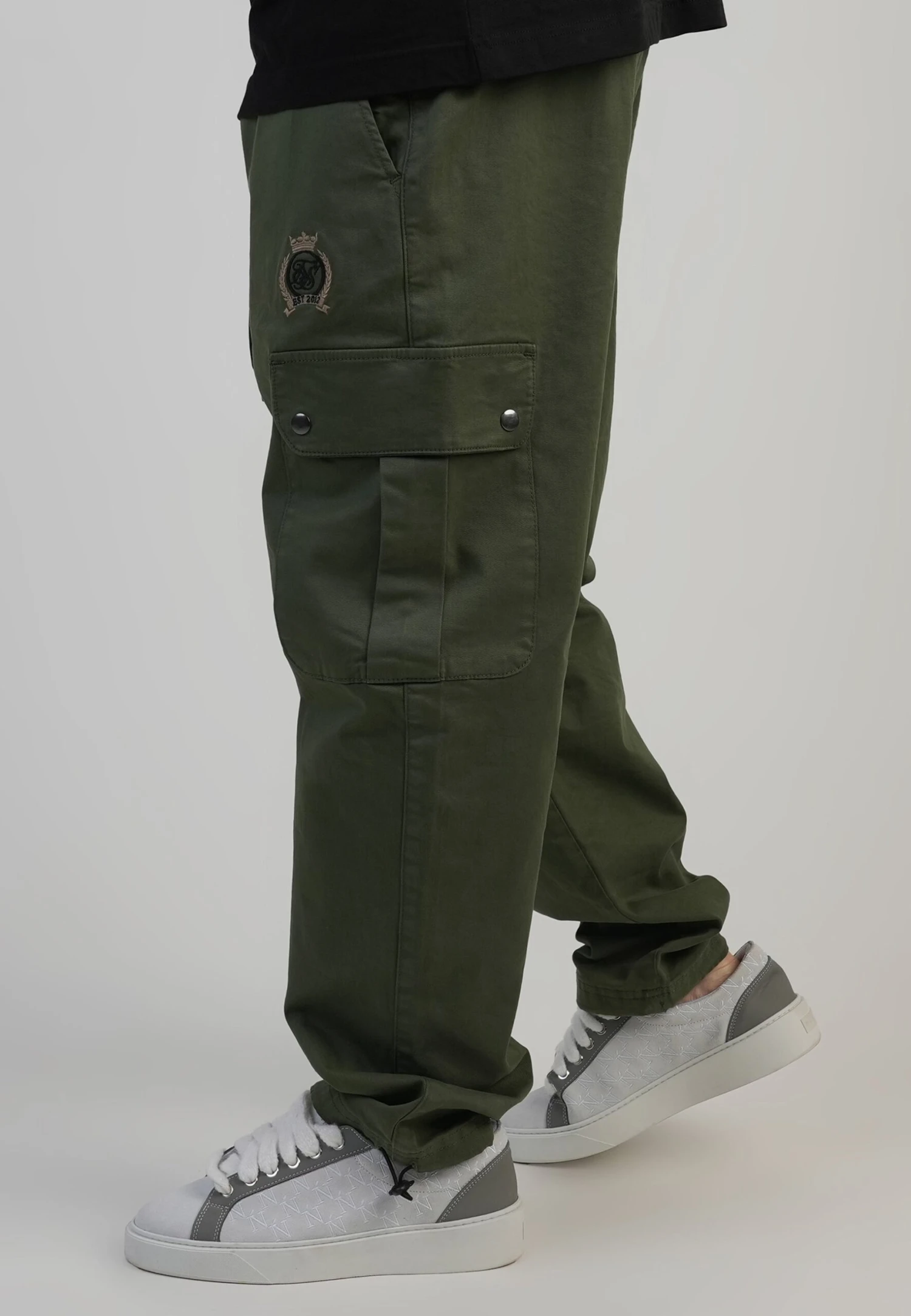 SikSilk Khaki Green Loose Fit Cargos 4 SikSilk Khaki Green Loose Fit Cargos - Image 2