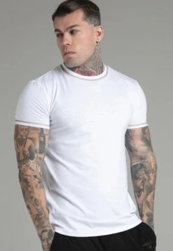 SikSilk White Muscle Fit T-Shirt