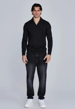 SikSilk Black Long Sleeve Polo -Modern Men Wear Shop SS 28122 3