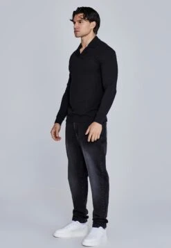 SikSilk Black Long Sleeve Polo -Modern Men Wear Shop SS 28122 4