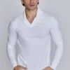 SikSilk White Long Sleeve Polo -Modern Men Wear Shop SS 28123 1