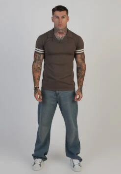 SikSilk Brown Tournament Revere Polo -Modern Men Wear Shop SS 28154 3