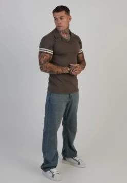 SikSilk Brown Tournament Revere Polo -Modern Men Wear Shop SS 28154 4