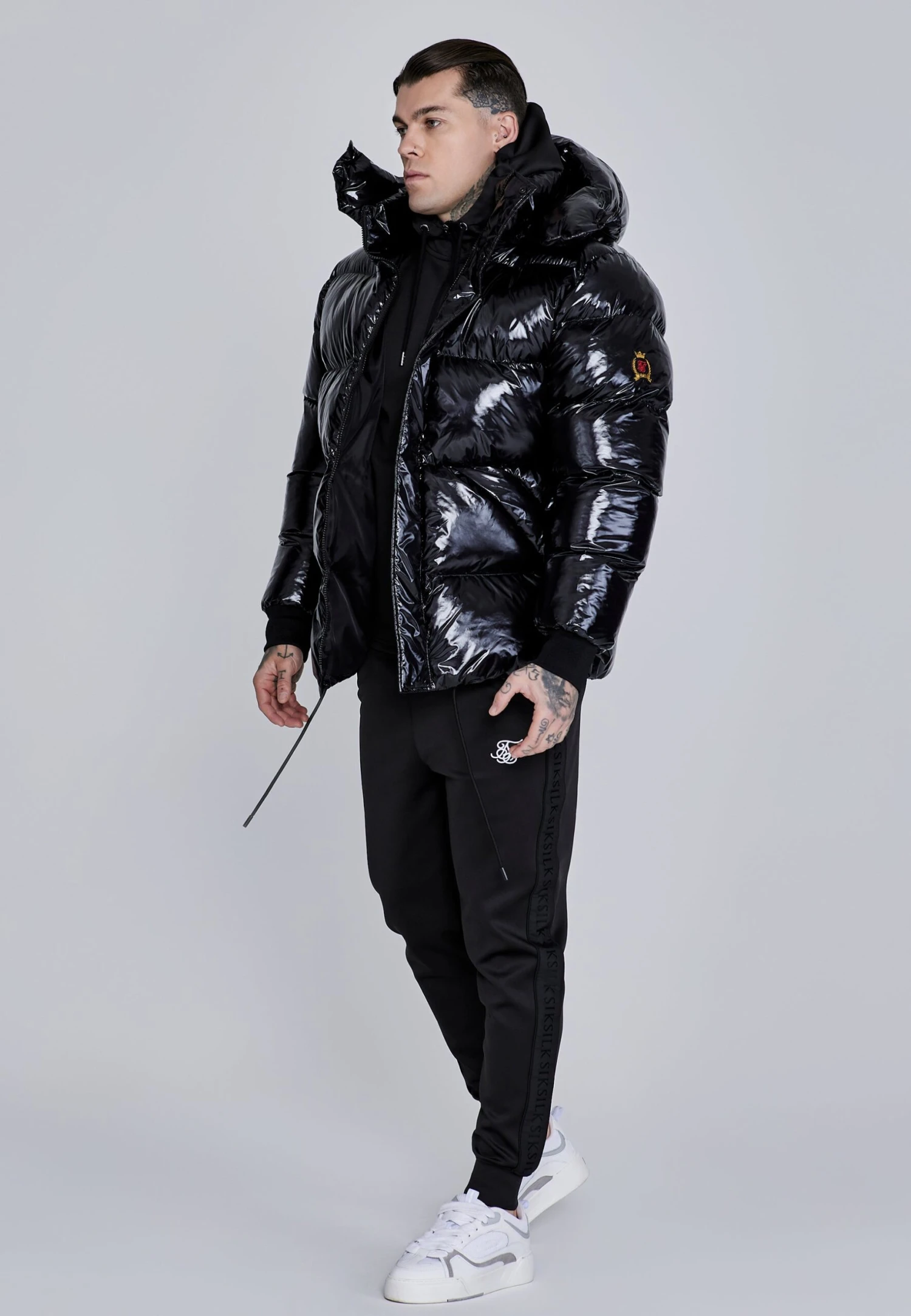 SikSilk Black High Shine Puffer Jacket 7 SikSilk Black High Shine Puffer Jacket - Image 5