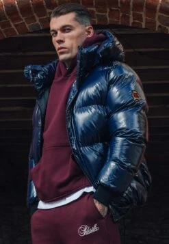 SikSilk Blue High Shine Puffer Jacket