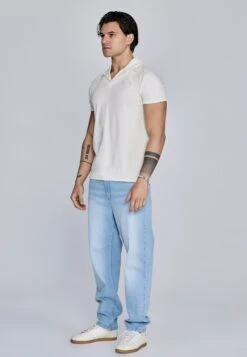 SikSilk Ecru Smart Revere Polo -Modern Men Wear Shop SS 28300 4