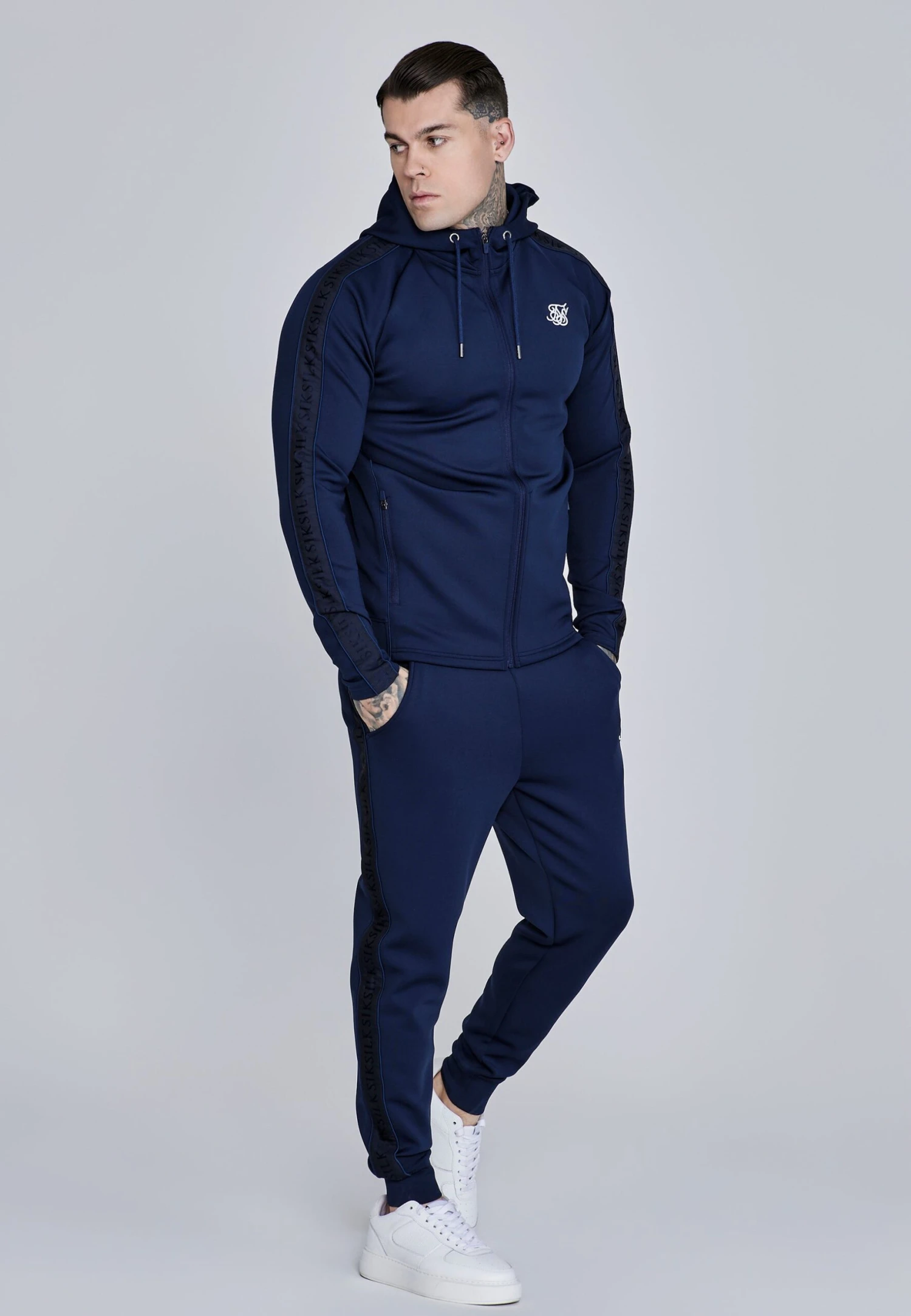 SikSilk Navy Hoodie And Joggers Set 3 SikSilk Navy Hoodie And Joggers Set
