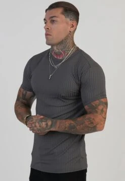 SikSilk Grey Muscle Fit T-Shirt