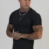 SikSilk Black Muscle Fit T-Shirt